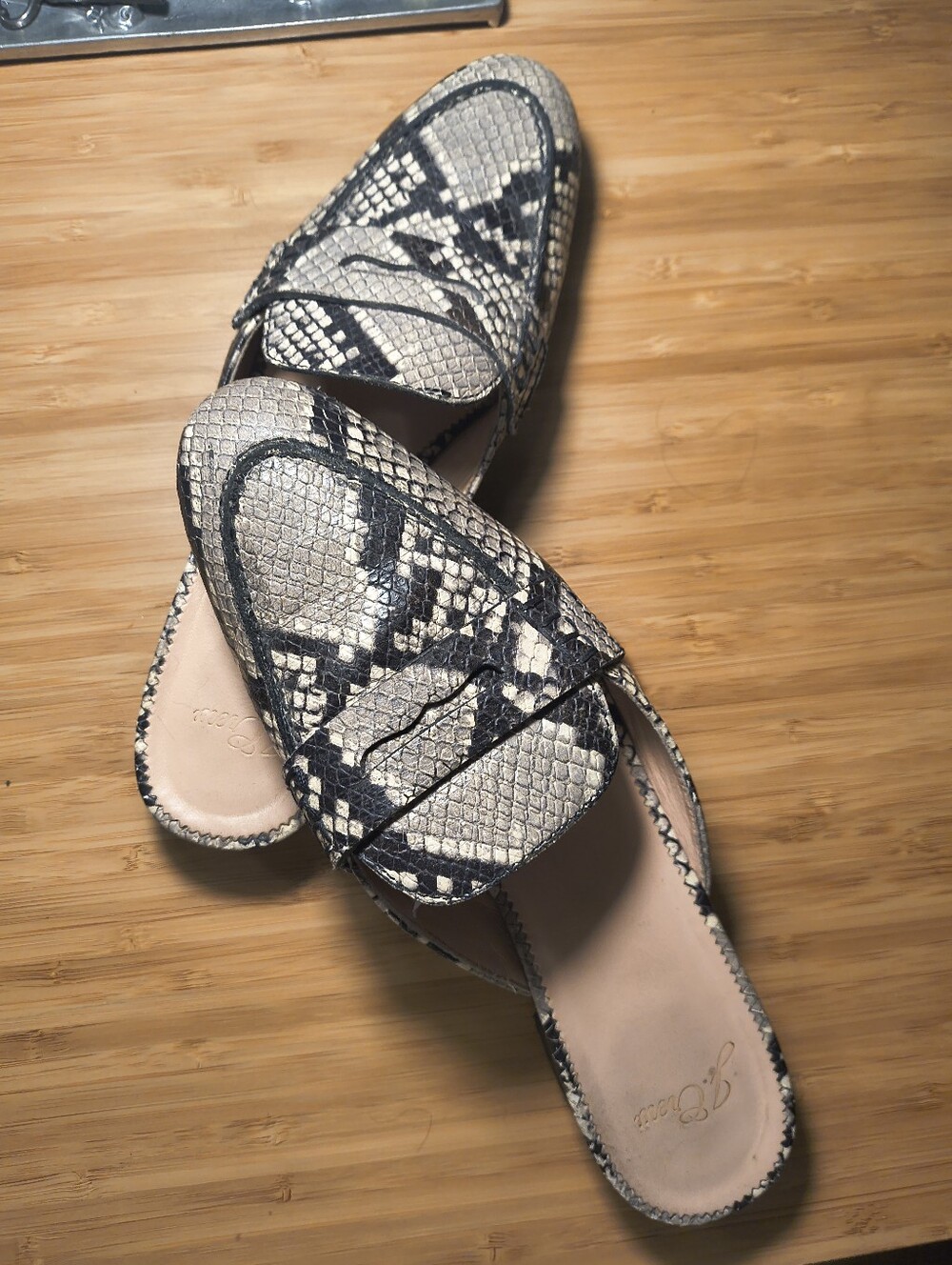 J. Crew Snake-Print Slip-On Women's Loafers in Beige and Black